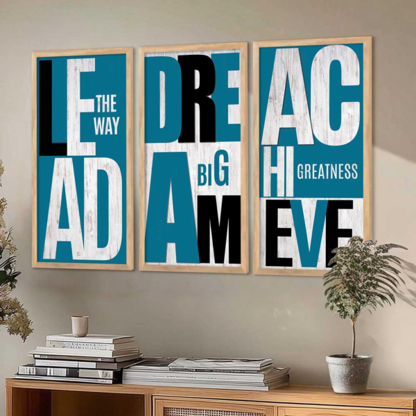 KRAYOG Motivational Quotes Wall Art with Frames | Inspirational Wall Décor Posters | Framed Wall Hanging Paintings for Office, Living Room & Bedroom | Set of 3 (10x19 Inch, C)