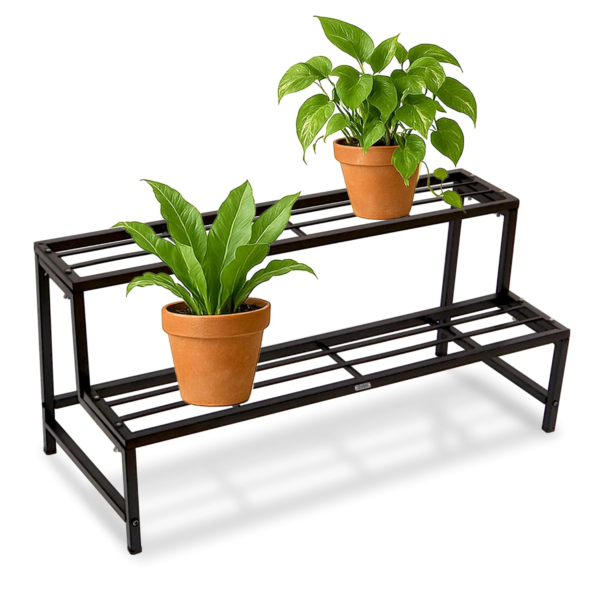 KRAYOG Heavy-Duty 2-Step Planter Stand with Easy Assembly | Indoor & Balcony Plant Pot Stand | Sturdy Gardening Pot Holder