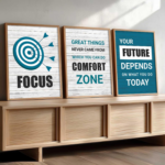 KRAYOG Motivational Quotes Framed Wall Posters – Set of 3 (13x17 Inch) Digital Reprint for Office & Study Room Décor