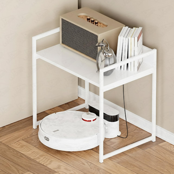 KRAYOG 1 Tier Multipurpose Storage Rack – Heavy Duty Metal & Wood Kitchen Organizer | Space-Saving Microwave Oven Stand for Modular Kitchen, Living Room, Bedroom & Office (MKR-001, White & White)