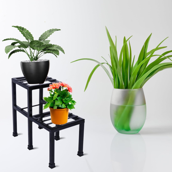 KRAYOG Metal Plant Stand for Balcony & Living Room | Indoor & Outdoor Storage Rack | Patio & Garden Flower Pot Holder | Gamla Stand (Pack of 1)