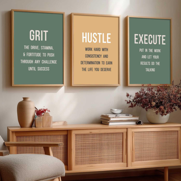 KRAYOG Motivational Quotes Wall Art Frames for Home & Office – Digital Reprint Posters on Engineered Wood, Decorative Wall Décor Set of 3 (13 x 17 Inch)