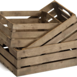 KRAYOG Rustic Solid Wood Display Crates – Set of 3 Nesting Wooden Storage Boxes with Handles, Farmhouse Style Milk Crate Organizer (Brown Finish)**