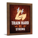 KRAYOG Gym Motivational Quote Wall Frame (9 x 13.5 Inch) – Brown Frame with Acrylic | Fitness Wall Art for Gym Room, Home & Office | Ready to Hang Décor (Theme 12)
