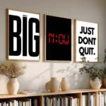 KRAYOG Large Motivational Quote Posters with Frames – Aesthetic Feel-Good Inspirational Wall Art for Office, Living Room & Study Room (Set of 3, 13 x 17 Inch)