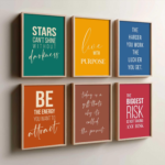 KRAYOG Motivational Quote Wall Frames Made of Engineered Wood – Rectangular Wall Décor Photo Frames for Room & Office, Multicolor Wall Poster Set of 6 (Art 6, 10 × 13)