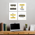 KRAYOG Motivational Wall Art – 4 Framed Posters, 10" x 10" (Set A)
