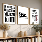 KRAYOG Daily Affirmation Framed Aesthetic Posters – Inspirational Wall Art with Positive Motivational Quotes for Living Room & Bedroom Décor (Set of 3, 13 x 17 Inch)