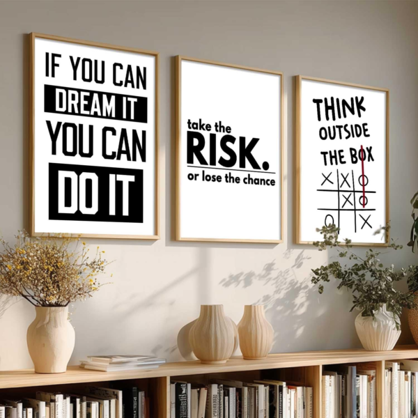 KRAYOG Daily Affirmation Framed Aesthetic Posters – Inspirational Wall Art with Positive Motivational Quotes for Living Room & Bedroom Décor (Set of 3, 13 x 17 Inch)