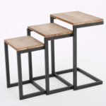 KRAYOG Solid Wood Nesting Tables Set of 3 – Versatile Wooden Stools for Living Room & Bedroom | Space-Saving End Tables for Modern Home Furniture