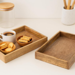 KRAYOG Handcrafted Wooden Serving Tray Platter – Multipurpose Decorative Tray for Kitchen, Dining Table, Storage, Candle Display & Office Use (Modern Design)