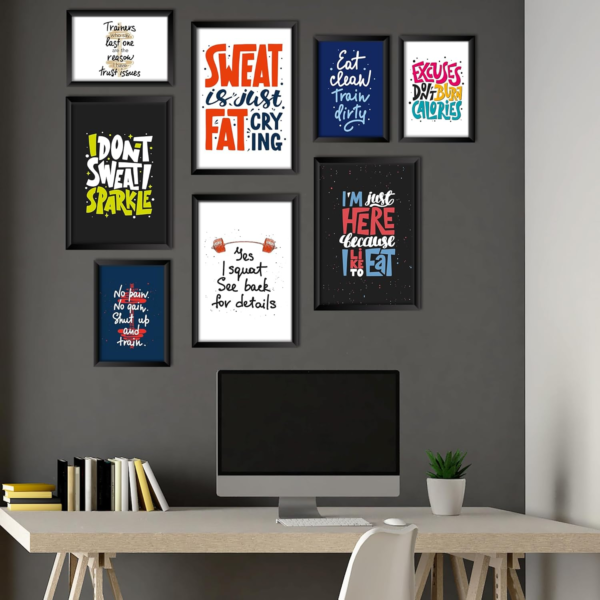 KRAYOG Motivational Framed Quote Wall Art Set of 8 – Inspirational Positive Posters for Home, Bedroom & Office Décor | Available in 2 Sizes (9x12.5" & 12.5x18")