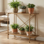 KRAYOG 2-Tier Metal Plant Stand– Large Indoor & Outdoor Flower Pot Stand for Balcony & Living Room | Elegant Home Décor Planter Stand (White Finish)**