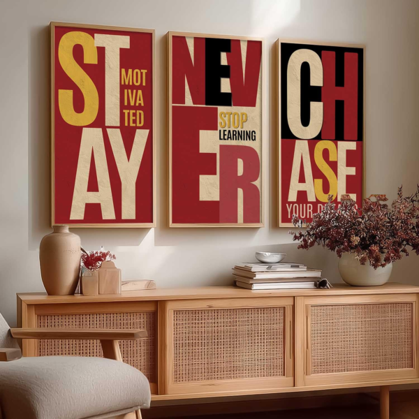 KRAYOG Motivational Quotes Wall Art with Frames – Inspirational Wall Hanging Paintings for Office, Living Room & Bedroom | Set of 3 (10 x 19 Inch, Design B)**