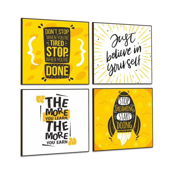 KRAYOG Motivational Wall Art Poster Set – 4 Framed Prints, 10" x 10" (Style E)