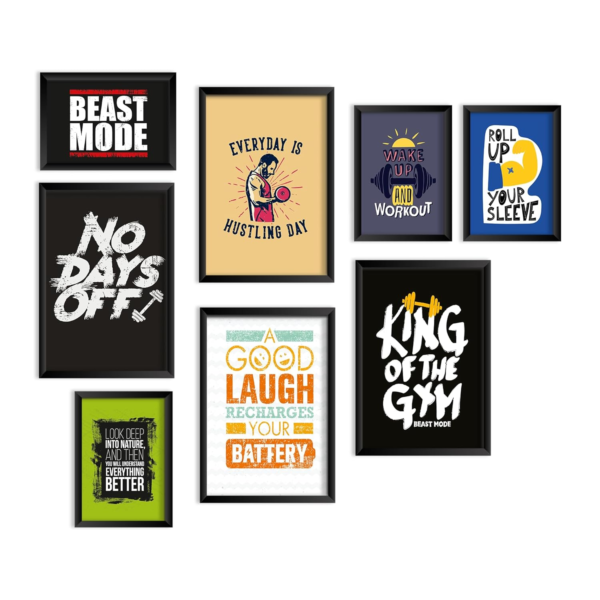 KRAYOG Set of 8 Inspirational & Motivational Framed Wall Art Prints – Positive Quote Posters for Home, Living Room, Bedroom & Office – Available in 9 x 12.5 in and 12.5 x 18 in (B)