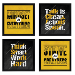 KRAYOG Motivational Quote Framed Poster | Engineered Wood Inspirational Wall Frame for Office & Home Décor | Ready-to-Hang (9 x 9 Inches)