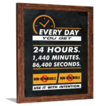 KRAYOG “Every Day You Get 24 Hours, 1,440 Minutes, 86,400 Seconds” Motivational Quote Framed Poster | Time-Inspired Wall Frame for Office, Students & Study Room | Ready-to-Hang Décor (14 x 11 Inches)