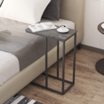 KRAYOG Slide-Under Couch Side Table for Living Room & Bedroom – Wide Sofa End Table for Laptop & TV Tray Use, 24”H x 19”W x 12”D, Black Finish, Engineered Wood