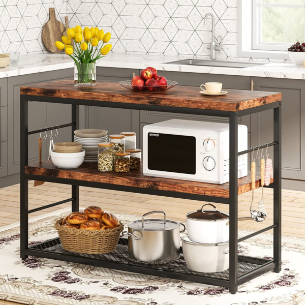 KRAYOG Tolvin Baker’s Rack – Heavy-Duty Microwave Oven Stand for Kitchen | Multilayer Storage with Hooks | 110 x 40 x 90 cm | DIY Assembly | 1 Year Warranty