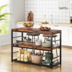 KRAYOG Tolvin Bakers Rack for Kitchen | Heavy Duty Microwave Oven Stand | Multi-Layer Storage Shelf with Hooks | 1 Year Warranty | 110 x 40 x 90 cm | DIY Assembly