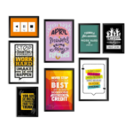 KRAYOG Inspirational Quote Wall Art – Motivational Framed Posters for Living Room, Bedroom & Office Décor, Set of 8 (9 x 12.5 in & 12.5 x 18 in) – Design C