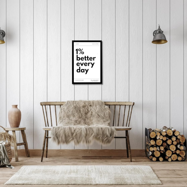 KRAYOG Motivational Wall Art with Typography Quotes | Inspirational Framed Prints for Home, Office, Bedroom & Study | Ready to Hang Wall Decor | Positive Quote Gift for Friends & Family | Multiple Designs Available – 1% Better Every Day